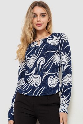 Блуза з принтом, колір синьо-молочний, 186R400 186R400 фото